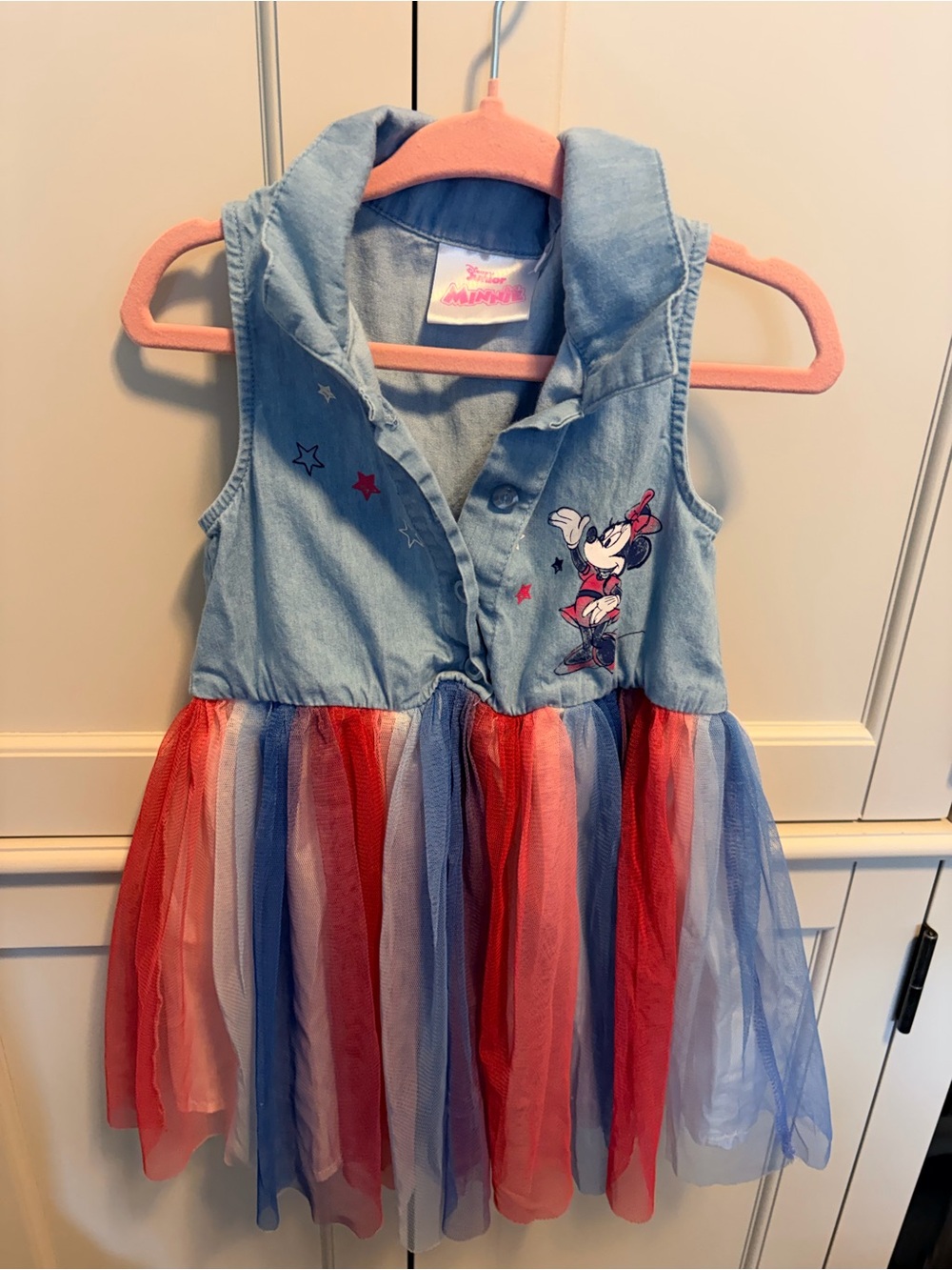 Disney Minnie Mouse Denim & Tulle Dress - Red, White, Blue